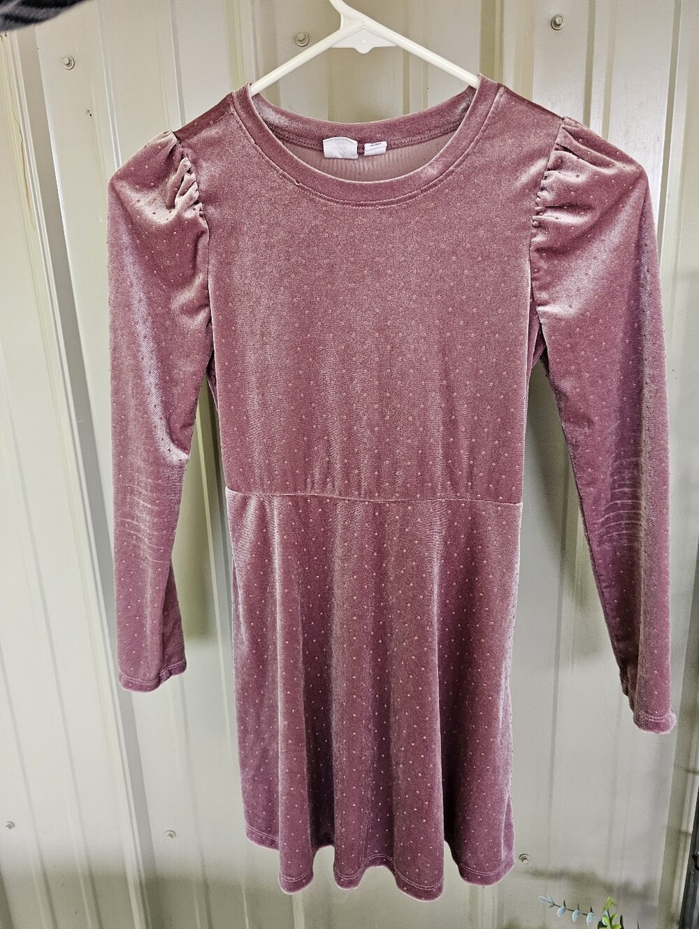 GAP Velvet Puff-Sleeve Dress in Dusty Rose Size 8
